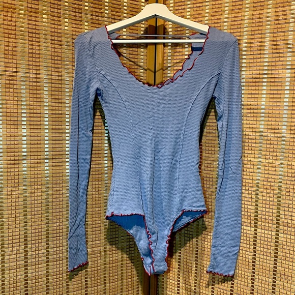 Free People Womens Nikita Scoop Neck Ruffled Bodysuit - Picture 1 of 7